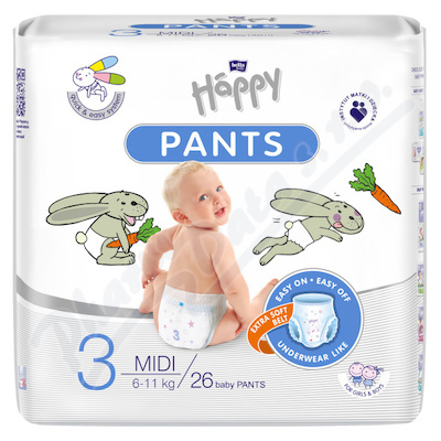 Happy Pants Midi plenkové kalhotky 6-11kg 26ks