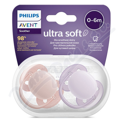 Philips AVENT Šidít.Ultrasoft 0-6m dívka 2ks