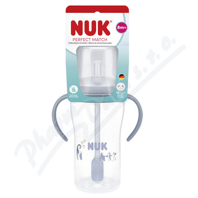 NUK Perfect Match láhev na učení s brčk.260ml 8+m