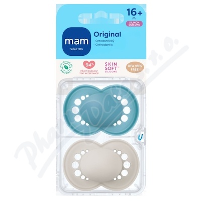 MAM Dudlík Original box 16+m tyrkysový/šedý 2ks