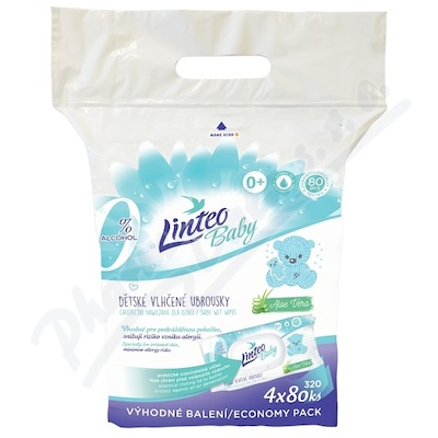 Linteo Baby Vlhčené ubrousky s Aloe vera 4x80ks