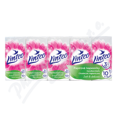 Linteo Papírové kapesníky 3vrstvé bílé 10x10ks